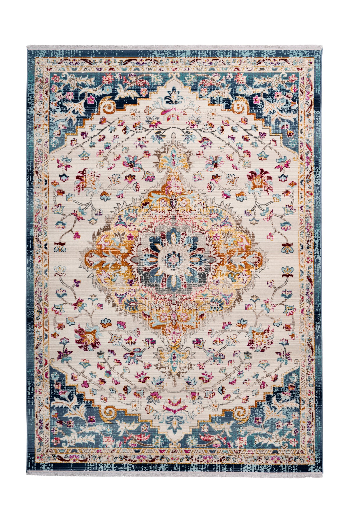 Vintage Vloerkleed - Anouk Medaillon Wit/Blauw
