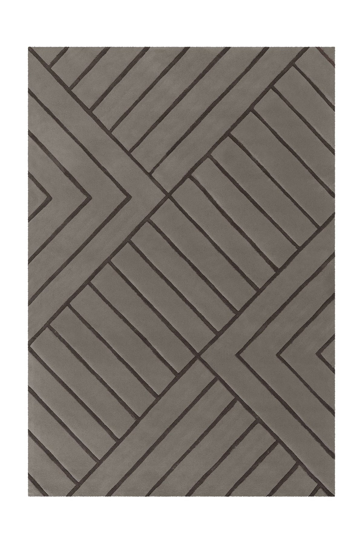 Hoogpolig Vloerkleed - Cool Geometrisch Grijs