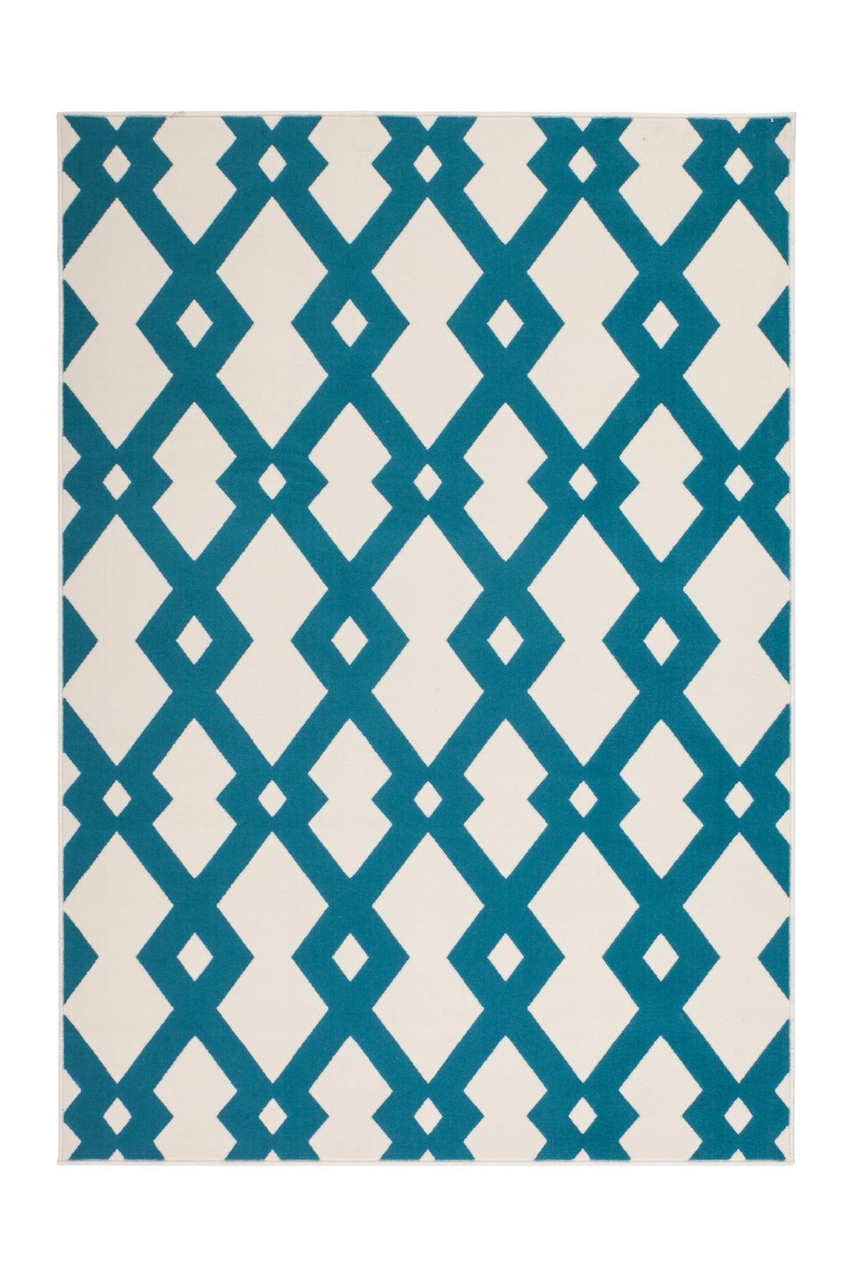 Design Vloerkleed - Now Ruiten Ivoor/Turquoise