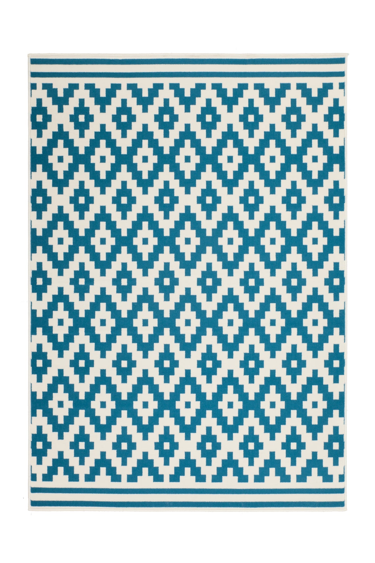 Modern Vloerkleed - Now Ruiten Wit/Turquoise
