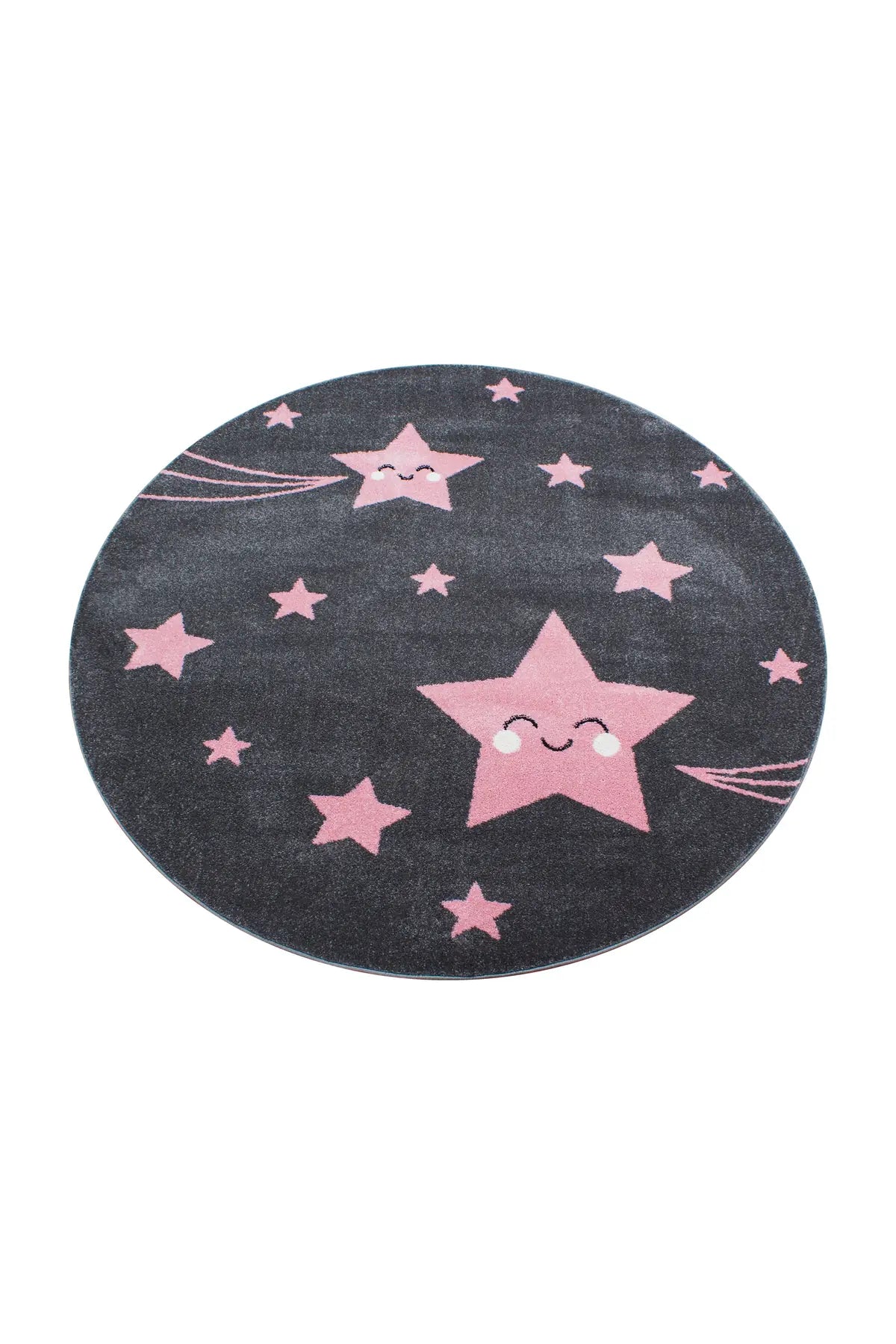 Rond Kindervloerkleed - Kids Sterren Roze