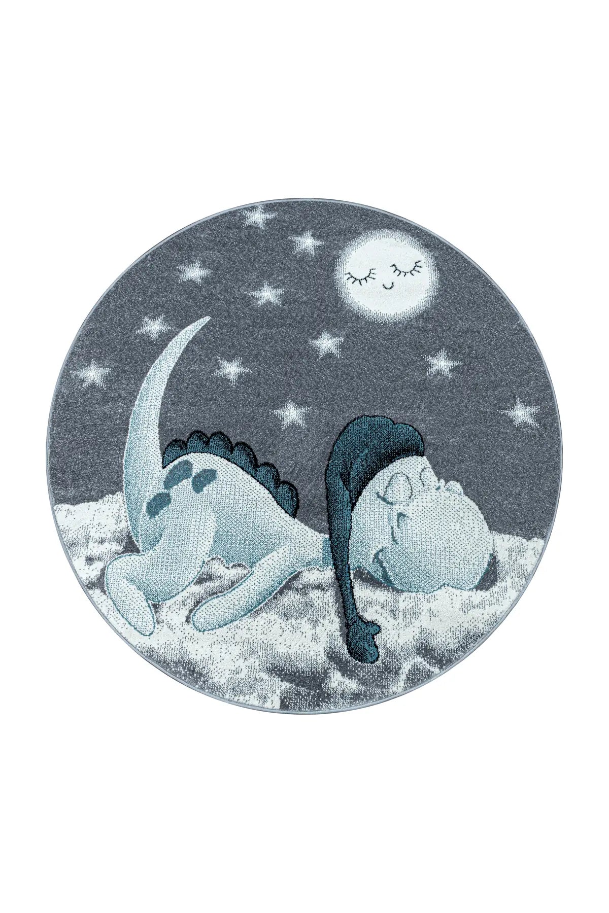 Rond Kindervloerkleed - Bambi Dinosaurus Blauw