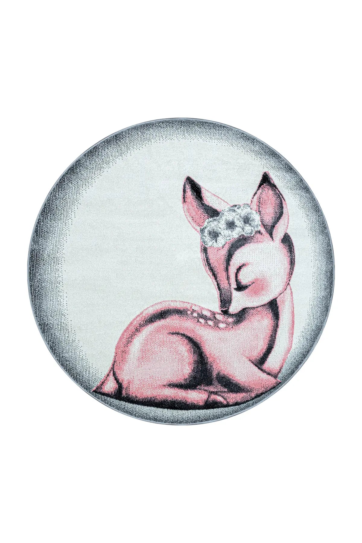 Rond Kindervloerkleed - Bambi Hert Roze