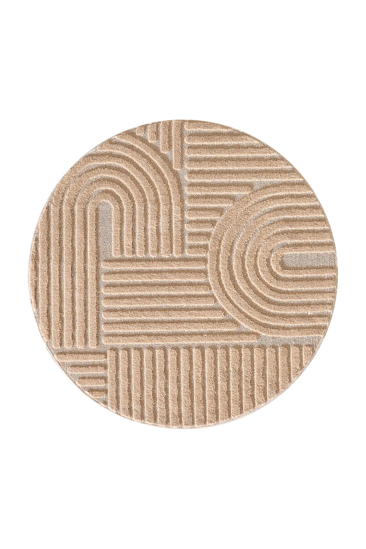 Rond Japandi Vloerkleed - Art Geometrisch Rosé