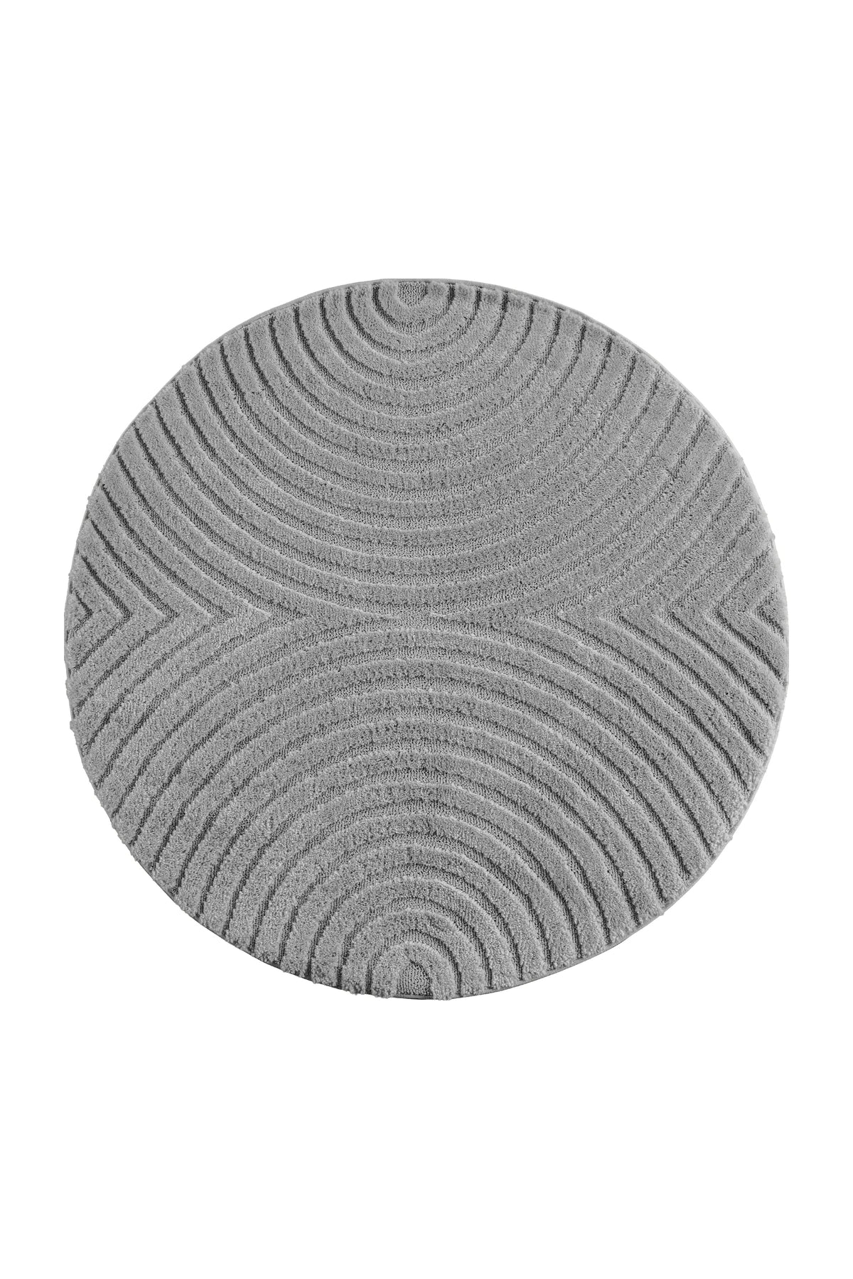 ART1122SILVER-R 01 Rund-Front — Rond Japandi Vloerkleed - Art Bogen Zilver