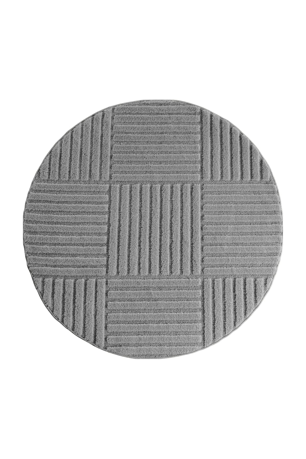 ART1123SILVER-R 01 Rund-Front — Rond Laagpolig Vloerkleed - Art Patchwork Zilver