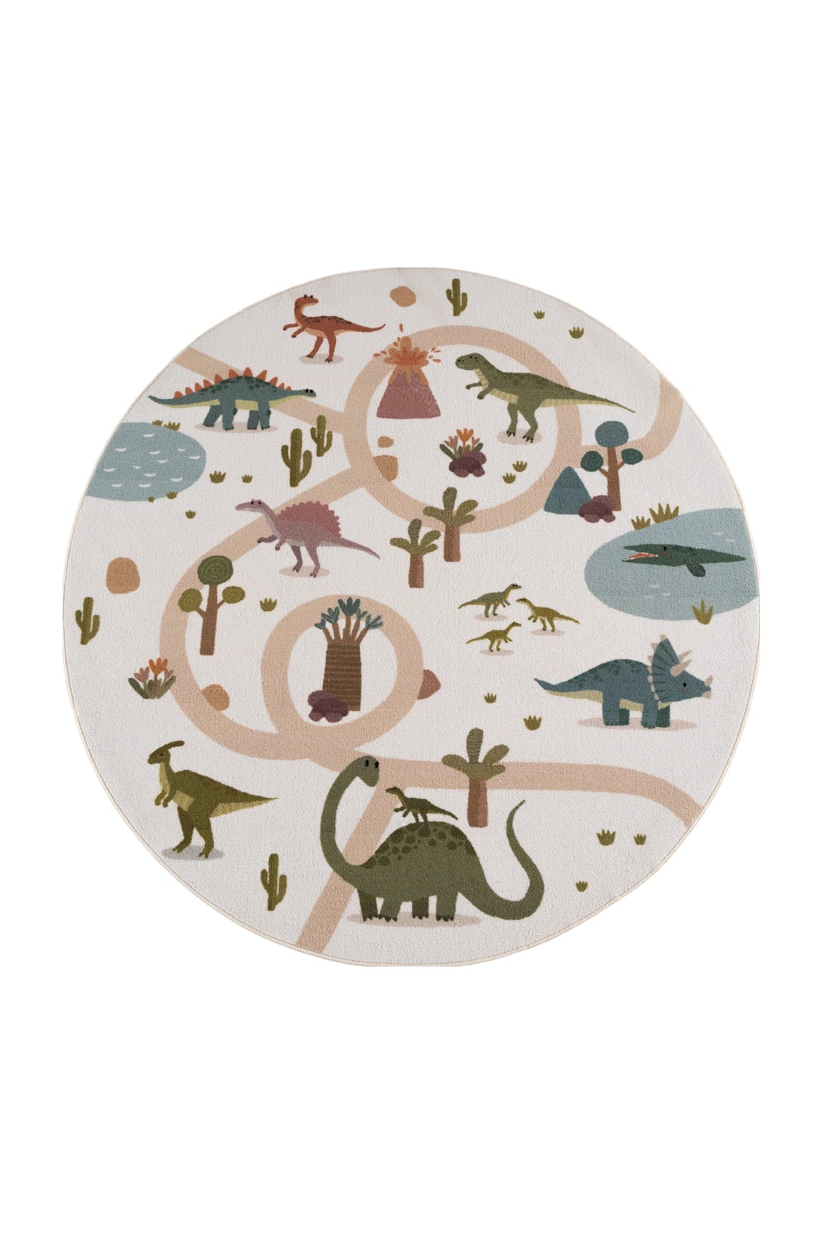 COCO1131CREAM-R 01 Rund-Front — Rond Speelkleed - Coco Dinosaurus Crème