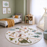 COCO1131CREAM-R 02 Rund-Winkel — Rond Speelkleed - Coco Dinosaurus Crème