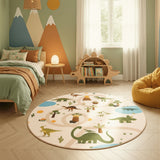 COCO1131BEIGE-R 02 Rund-Winkel — Rond Speelkleed - Coco Dinosaurus Beige