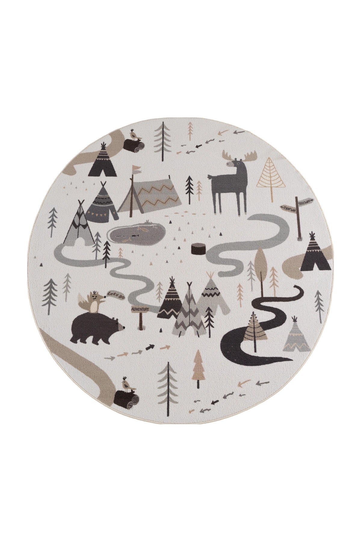 COCO1135CREAM-R 01 Rund-Front — Rond Speelkleed - Coco Camping Crème