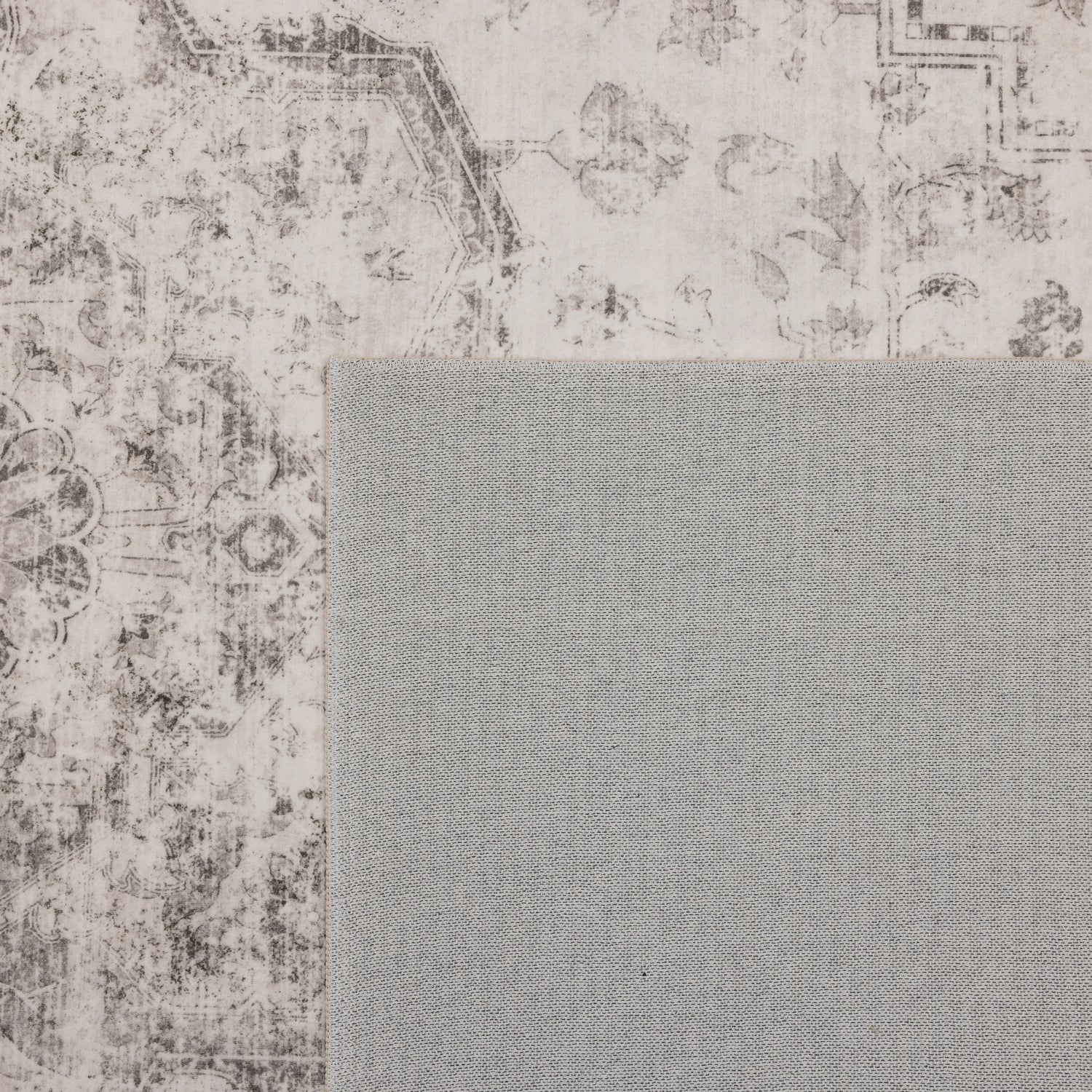 INKA1141BEIGE 10 Rücken — Wasbaar Vloerkleed - Inka Medaillon Beige