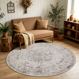 INKA1141BEIGE-R 02 Main-Rund — Rond Wasbaar Vloerkleed - Inka Medaillon Beige