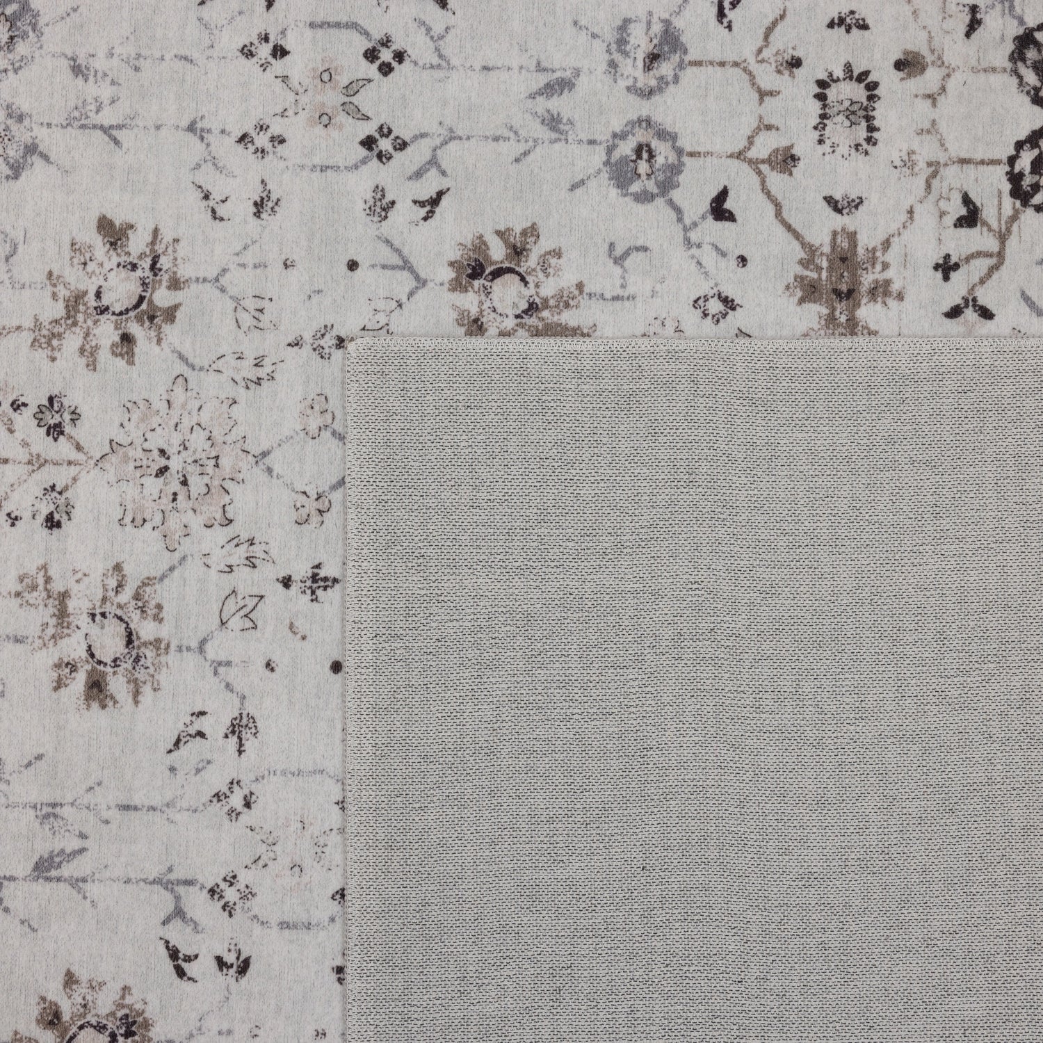 INKA1142CREAM 10 Rücken — Wasbaar Vloerkleed - Inka Floraal Crème