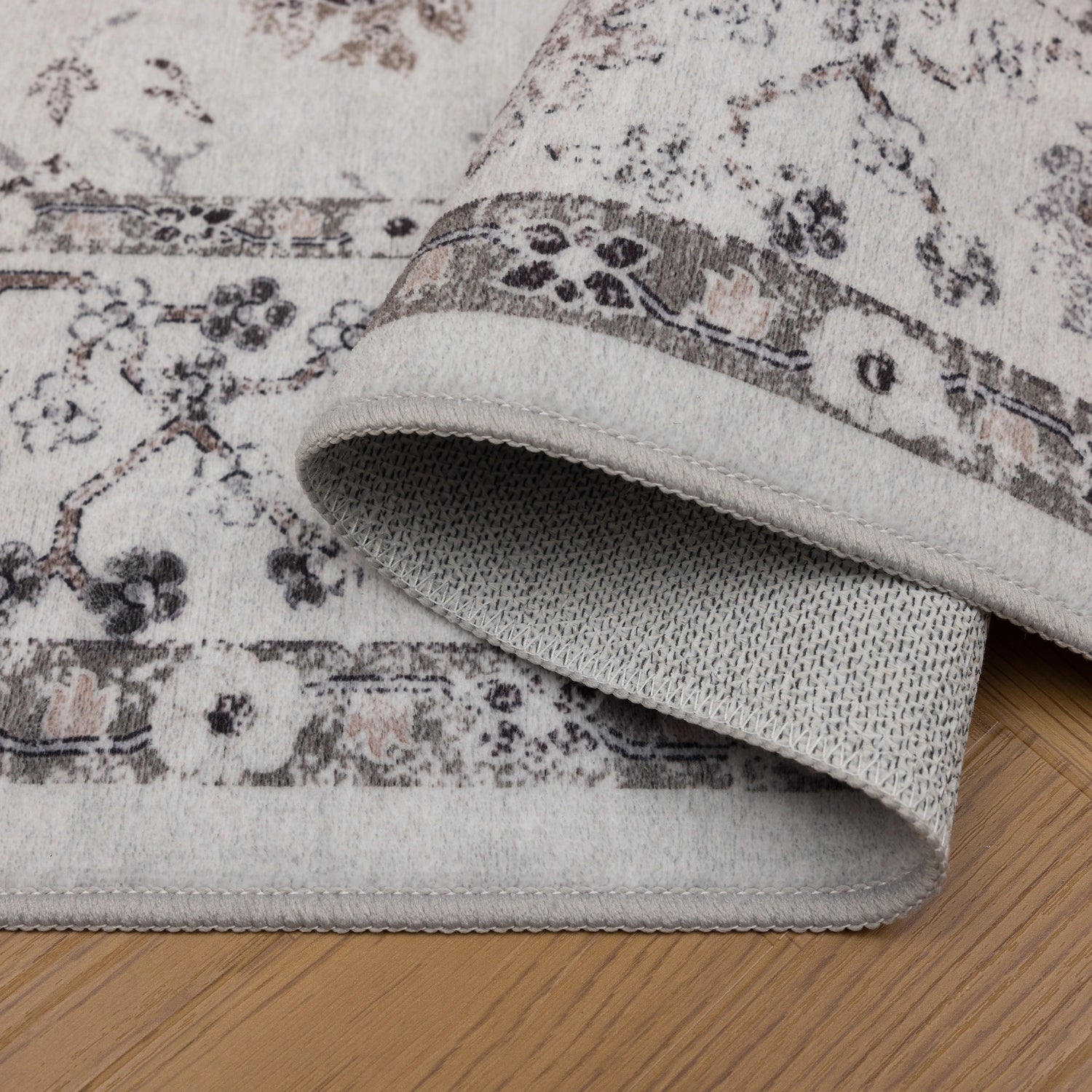 INKA1142CREAM 08 Falten — Wasbaar Vloerkleed - Inka Floraal Crème