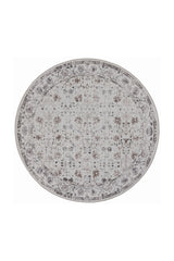 INKA1142CREAM-R 01 Front-Rund — Rond Wasbaar Vloerkleed - Inka Floraal Crème
