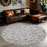 INKA1142CREAM-R 02 Main-Rund — Rond Wasbaar Vloerkleed - Inka Floraal Crème