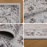 INKA1142CREAM-R 03 Details — Rond Wasbaar Vloerkleed - Inka Floraal Crème