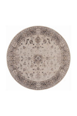 INKA1143BEIGE-R 01 Front-Rund — Rond Wasbaar Vloerkleed - Inka Bloemen Beige