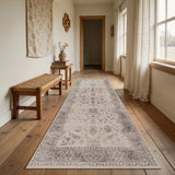 INKA1143BEIGE 03 Main-G.Läufer — Wasbaar Vloerkleed - Inka Bloemen Beige