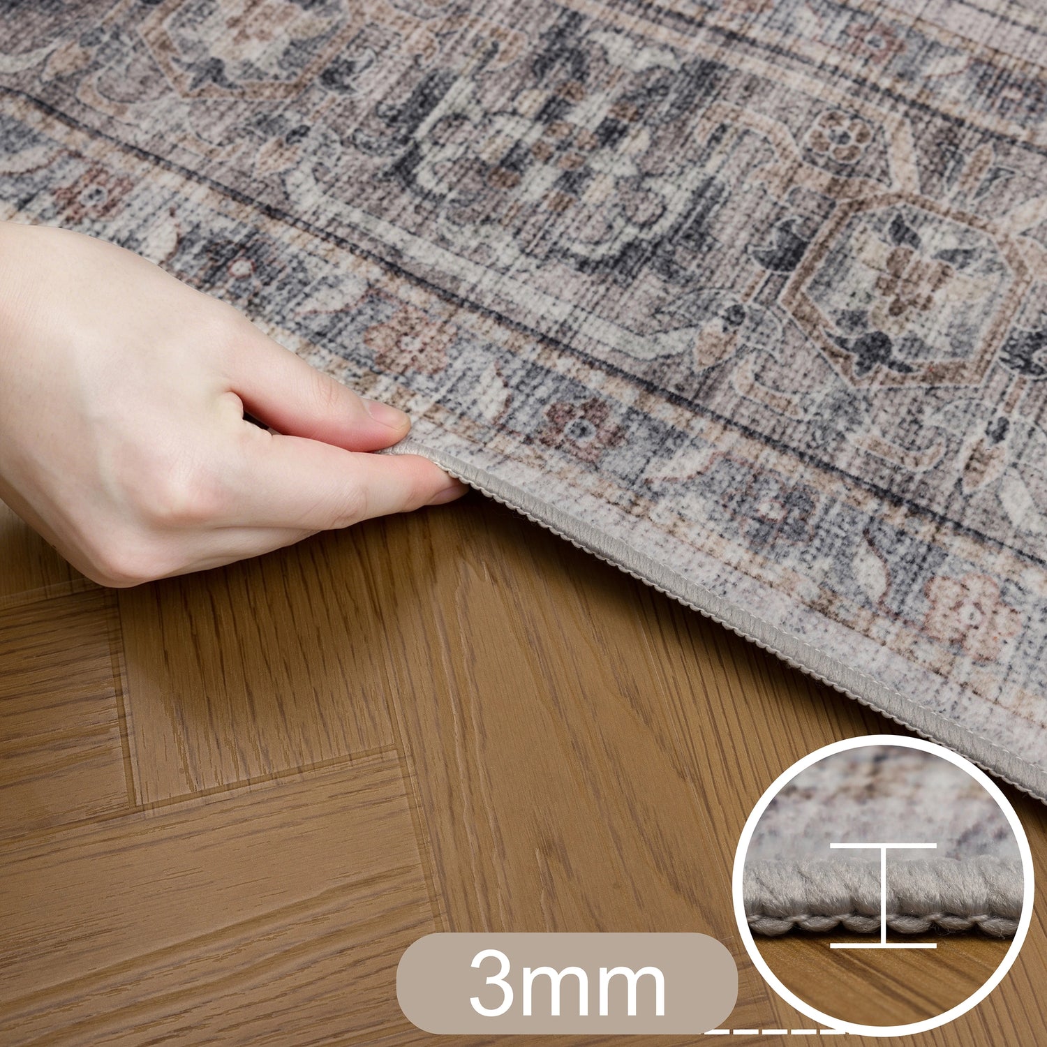INKA1144BEIGE 07 Hoch — Wasbaar Vloerkleed - Inka Stervorm Beige