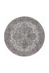 INKA1144BEIGE-R 01 Front-Rund — Rond Wasbaar Vloerkleed - Inka Stervorm Beige