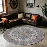INKA1144BEIGE-R 02 Main-Rund — Rond Wasbaar Vloerkleed - Inka Stervorm Beige