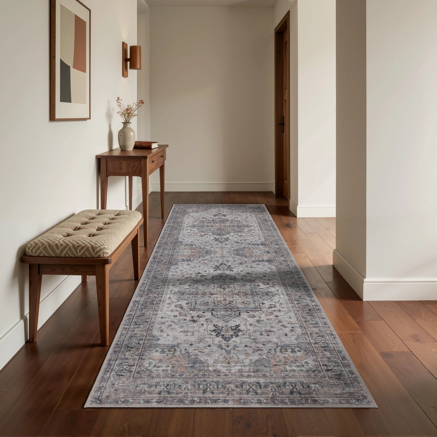 INKA1144BEIGE 03 Main-G.Läufer — Wasbaar Vloerkleed - Inka Stervorm Beige