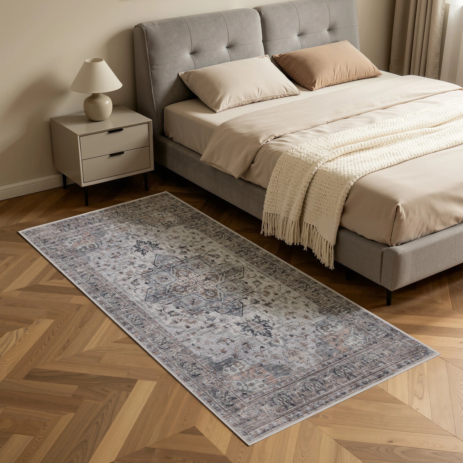 INKA1144BEIGE 04 K.Läufe — Wasbaar Vloerkleed - Inka Stervorm Beige