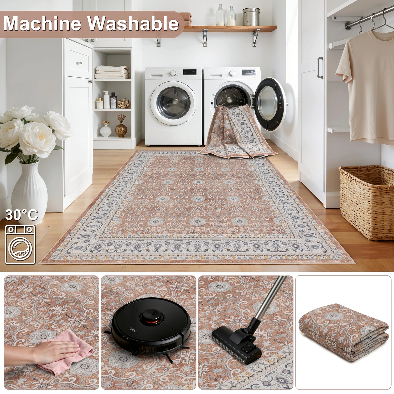 INKA1145TERRA 06 Pflegeleicht — Wasbaar Vloerkleed - Inka Ornamenteel Terracotta