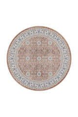 INKA1145TERRA-R 01 Front-Rund — Rond Wasbaar Vloerkleed - Inka Ornamenteel Terracotta