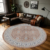 INKA1145TERRA-R 02 Main-Rund — Rond Wasbaar Vloerkleed - Inka Ornamenteel Terracotta