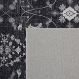 INKA1146BLACK 10 Rücken — Wasbaar Vloerkleed - Inka Bloemen Zwart