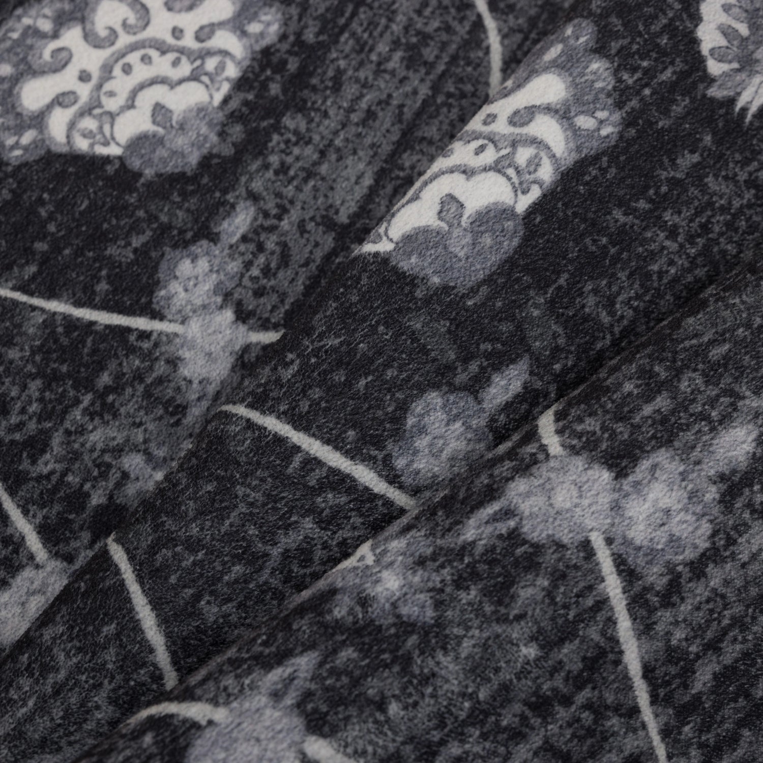 INKA1146BLACK 09 Swach — Wasbaar Vloerkleed - Inka Bloemen Zwart