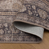 INKA1147BROWN 08 Falten — Wasbaar Vloerkleed - Inka Siermotief Bruin