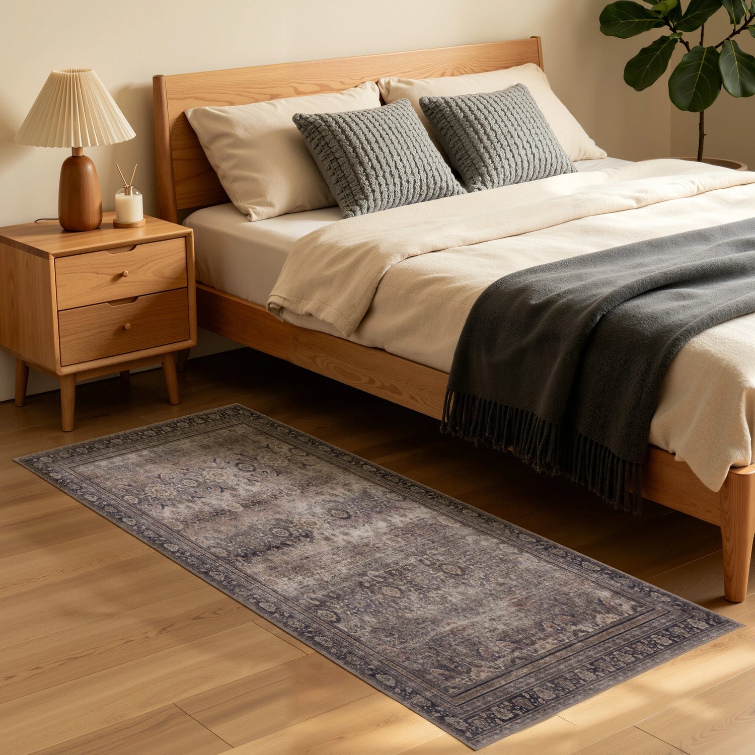 INKA1147BROWN 04 K.Läufe — Wasbaar Vloerkleed - Inka Siermotief Bruin