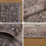 INKA1147BROWN-R 03 Details — Rond Wasbaar Vloerkleed - Inka Siermotief Bruin