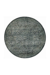 INKA1148GREEN-R 01 Front-Rund — Rond Wasbaar Vloerkleed - Inka Floraal Groen