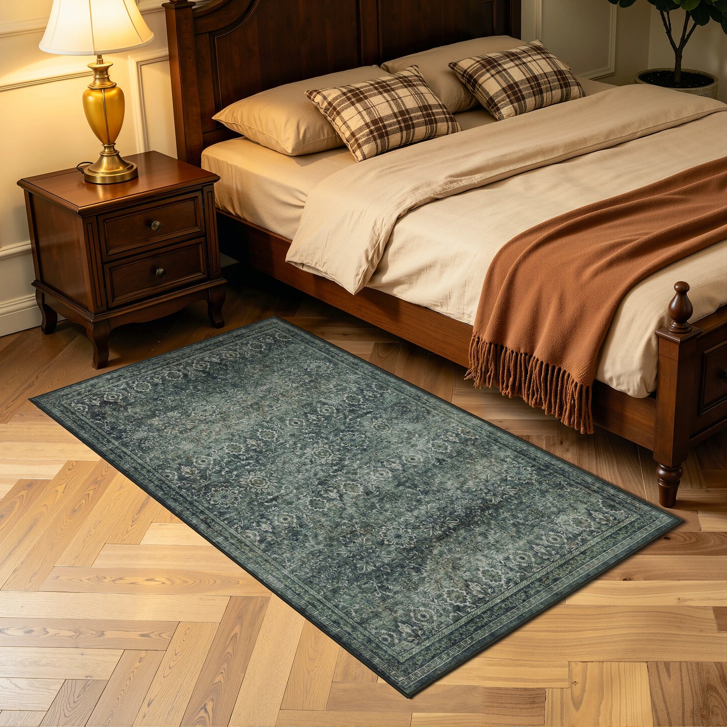 INKA1148GREEN 04 K.Läufe — Wasbaar Vloerkleed - Inka Floraal Groen