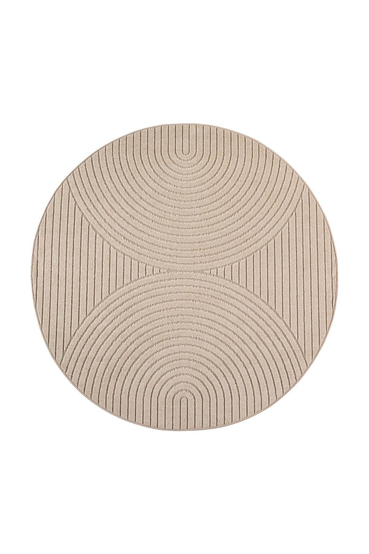 Rond Japandi Vloerkleed - Nova Bogen Beige
