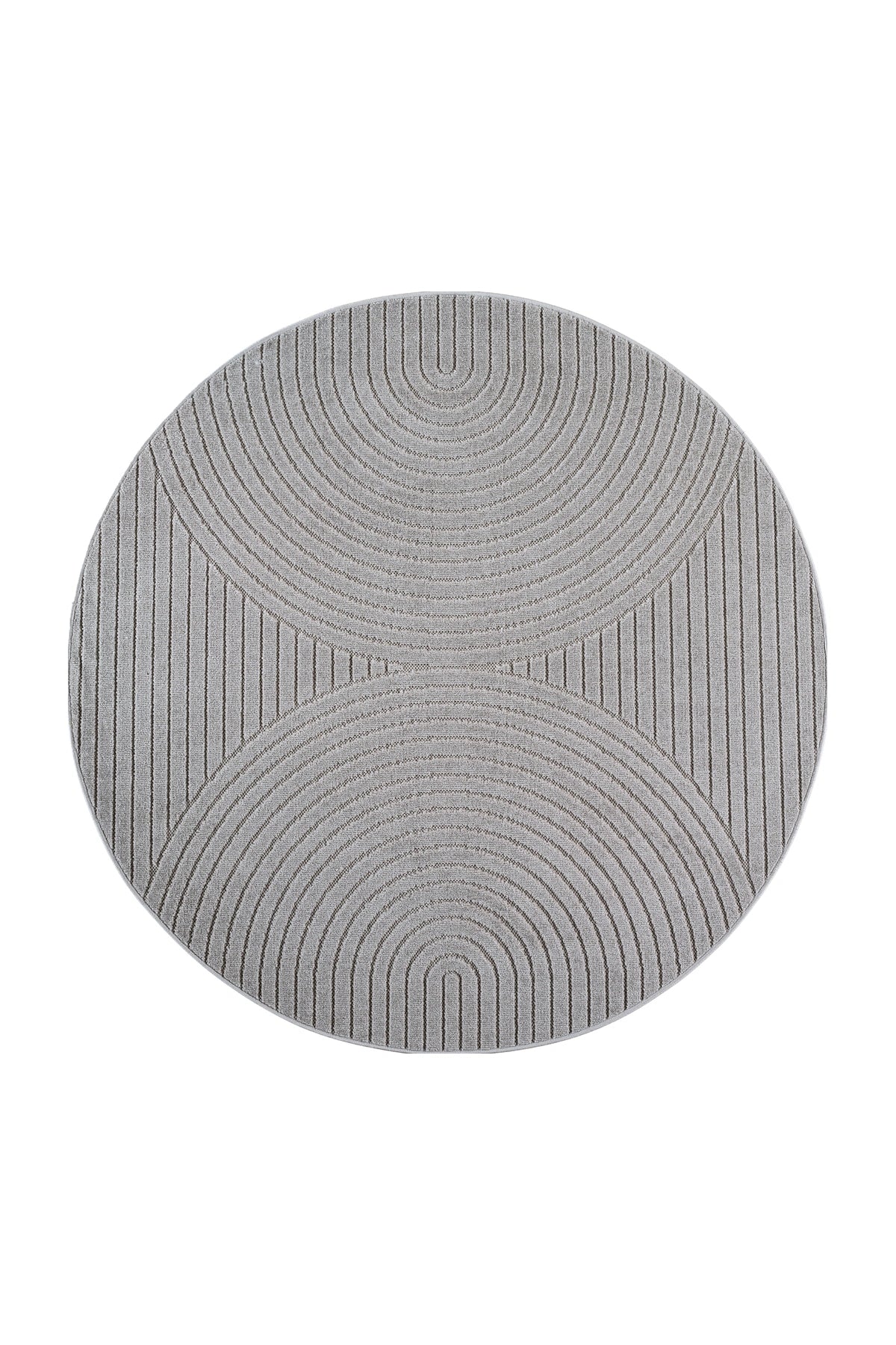 NOVA1201SILVER-R 01 Front-Rund — Rond Japandi Vloerkleed - Nova Bogen Zilver