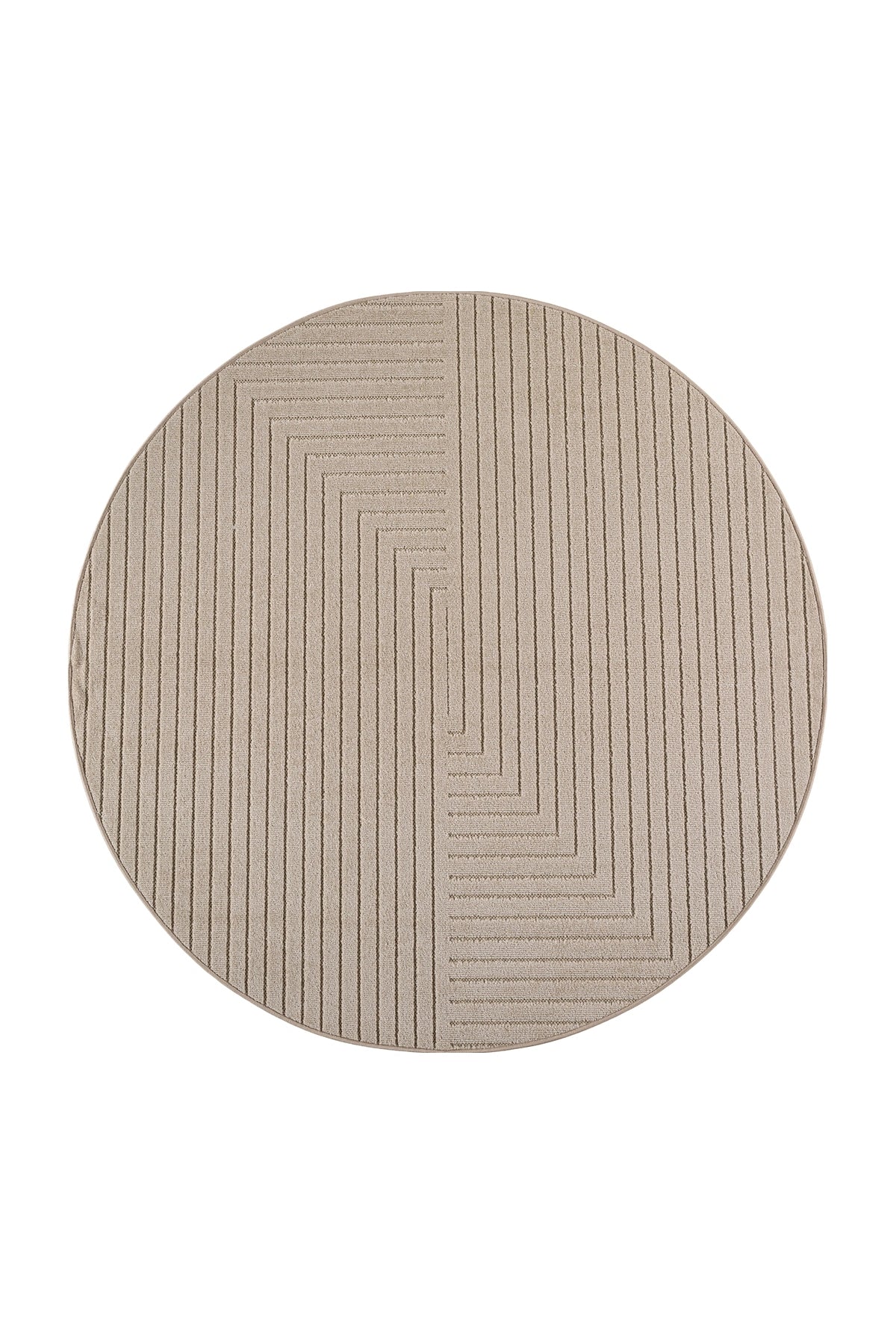 Rond Scandinavisch Vloerkleed - Nova Labyrint Beige