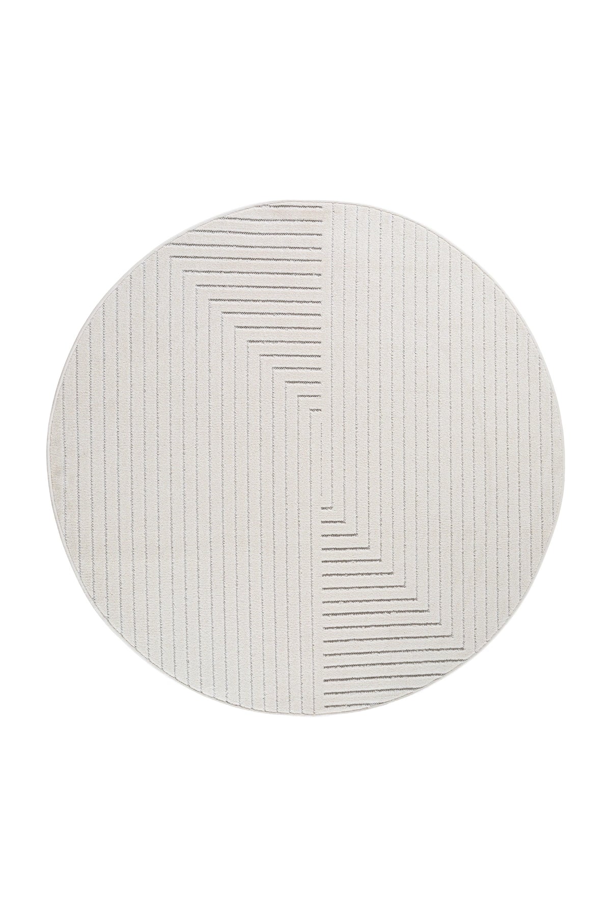NOVA1202CREAM-R 01 Front-Rund — Rond Scandinavisch Vloerkleed - Nova Labyrint Crème