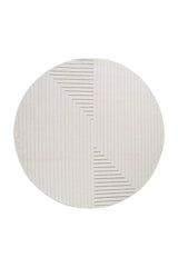NOVA1202CREAM-R 01 Front-Rund — Rond Scandinavisch Vloerkleed - Nova Labyrint Crème
