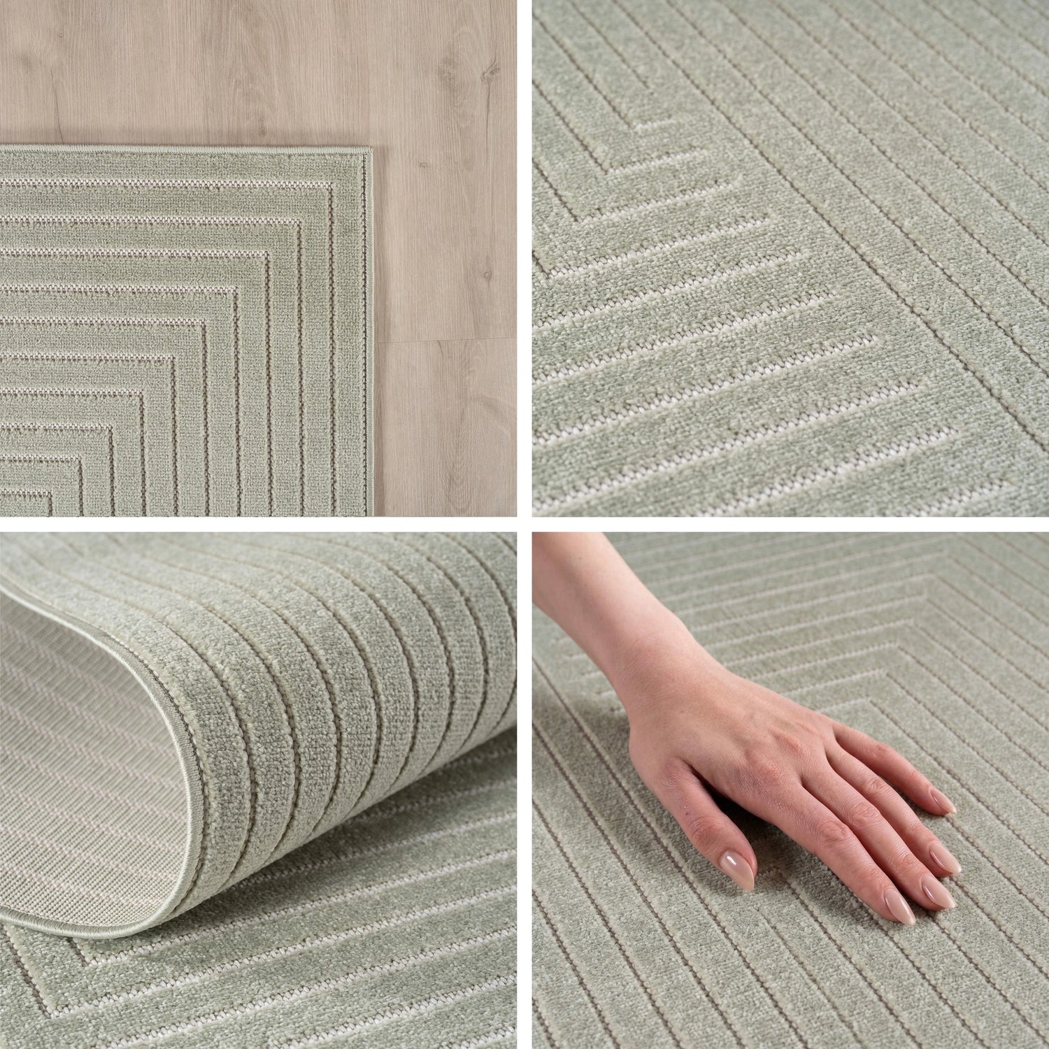 NOVA1202GREEN 07 Details — Scandinavisch Vloerkleed - Nova Labyrint Groen