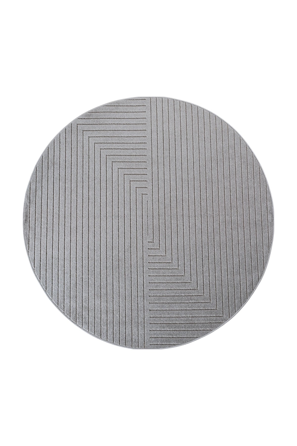 Rond Scandinavisch Vloerkleed - Nova Labyrint Zilver