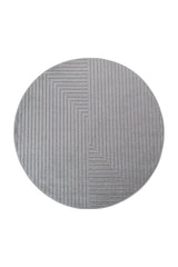 NOVA1202SILVER-R 01 Front-Rund — Rond Scandinavisch Vloerkleed - Nova Labyrint Zilver