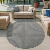NOVA1202SILVER-R 02 Main-Rund — Rond Scandinavisch Vloerkleed - Nova Labyrint Zilver