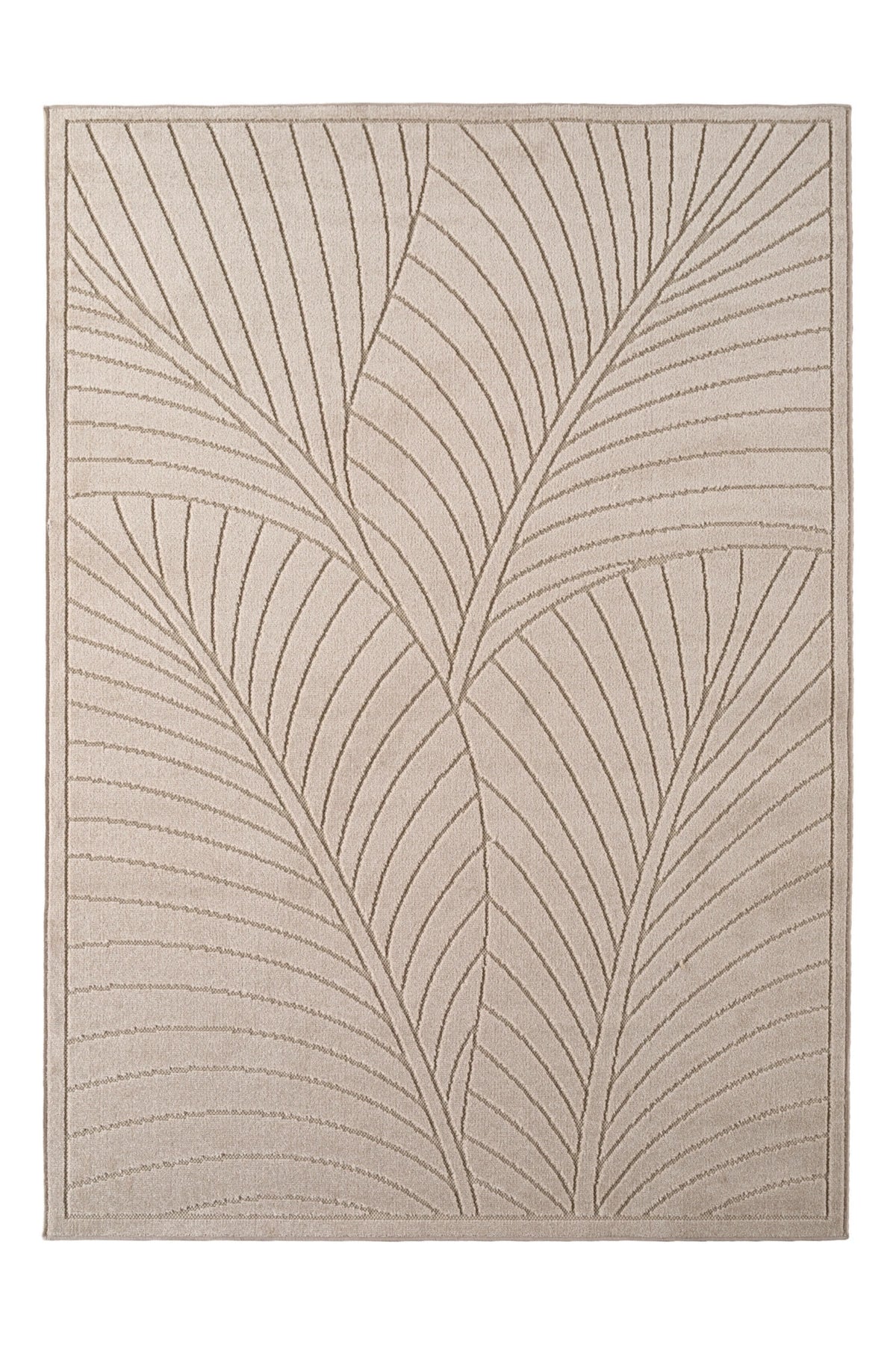 NOVA1203BEIGE 01 Front — Buitenkleed - Nova Palmbladeren Beige