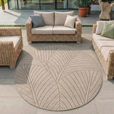 NOVA1203BEIGE-R 02 Main-Rund — Rond Buitenkleed - Nova Palmbladeren Beige