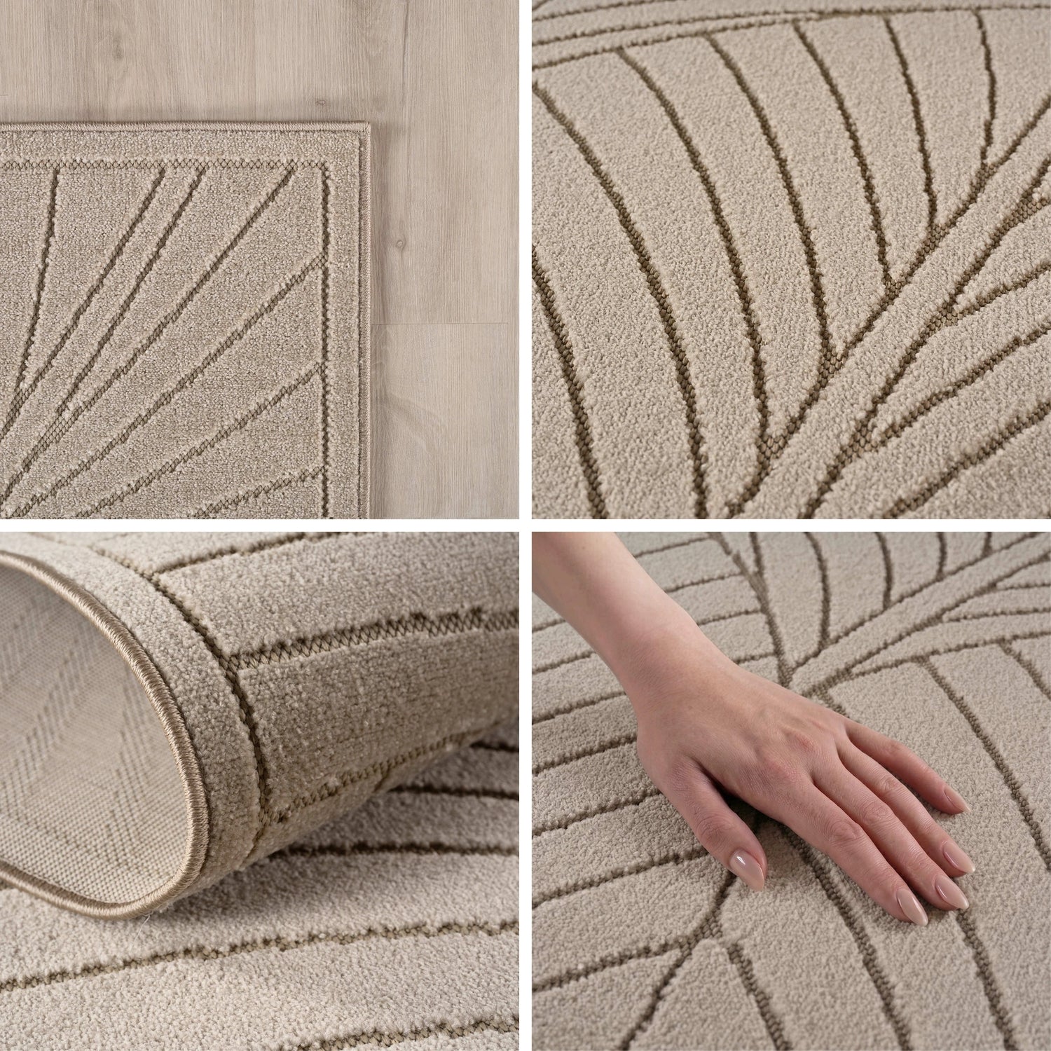 NOVA1203BEIGE-R 05 Details — Rond Buitenkleed - Nova Palmbladeren Beige